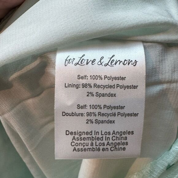 NWT For Love & Lemons Drea Mini Dress - Green Size Medium - Picture 9 of 11